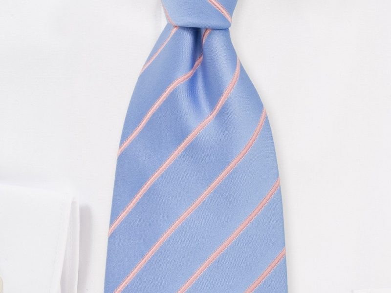 Baby Blue and Pink Striped Neck Tie