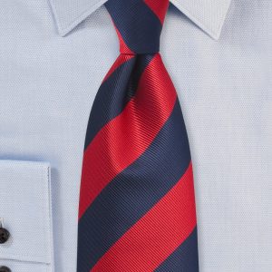 Collegiate Striped Repp Tie in Blue and Red