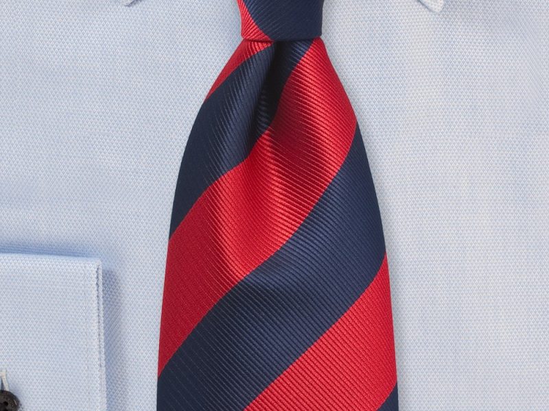 Collegiate Striped Repp Tie in Blue and Red