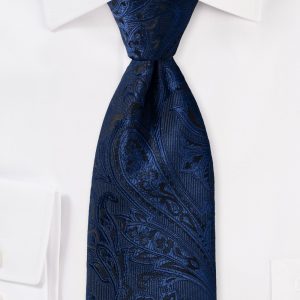 Dark Midnight Navy Paisley Designer Tie