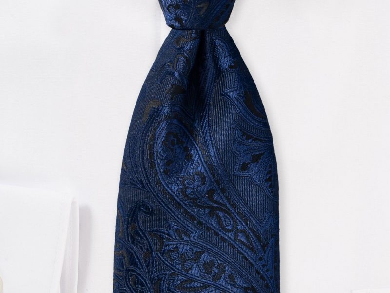 Dark Midnight Navy Paisley Designer Tie