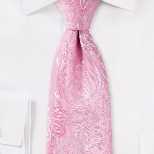 Mens Paisley Tie in Carnation Pink