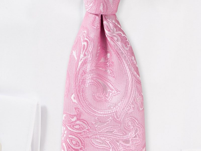 Mens Paisley Tie in Carnation Pink