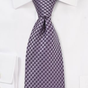 Micro Houndstooth Check Tie in Amethyst