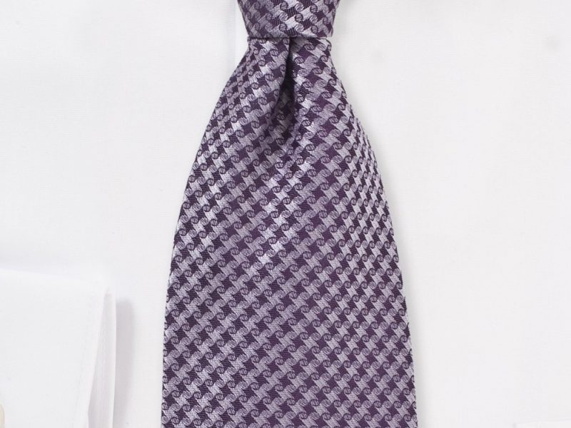 Micro Houndstooth Check Tie in Amethyst