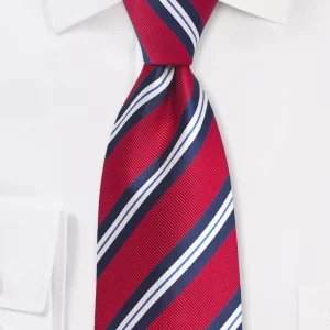 Preppy Repp Stripe Tie in Red and Blue