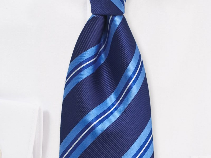 Royal Blue and Sky Blue Striped Tie