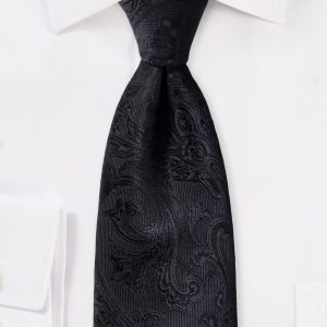 Wedding Paisley Tie in Jet Black