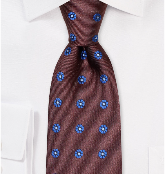 brown and blue tie