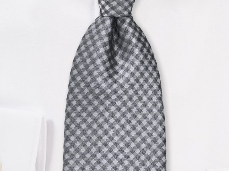 Gingham Tie in Silvers