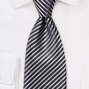 Smoke Gray and Charcoal Striped Tie