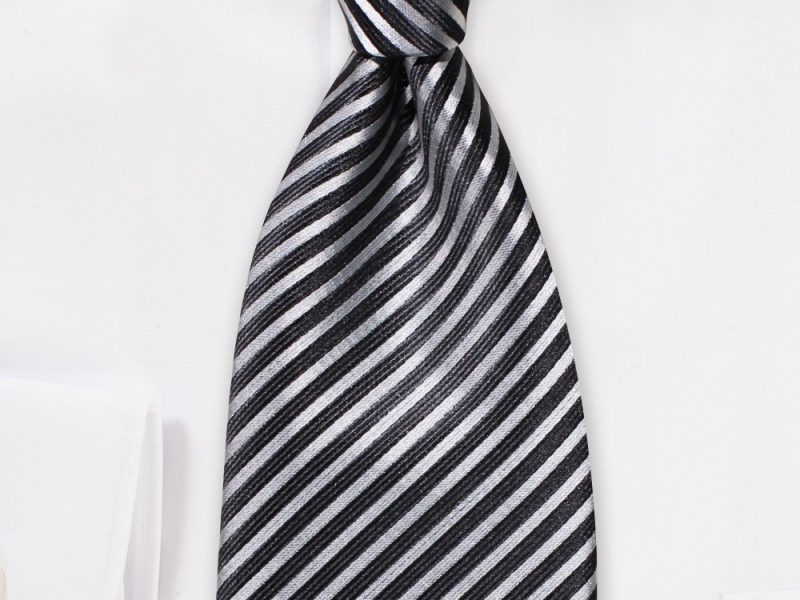 Smoke Gray and Charcoal Striped Tie