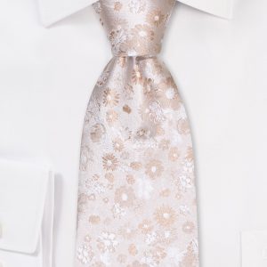 Ivory Champagne Floral Wedding Tie