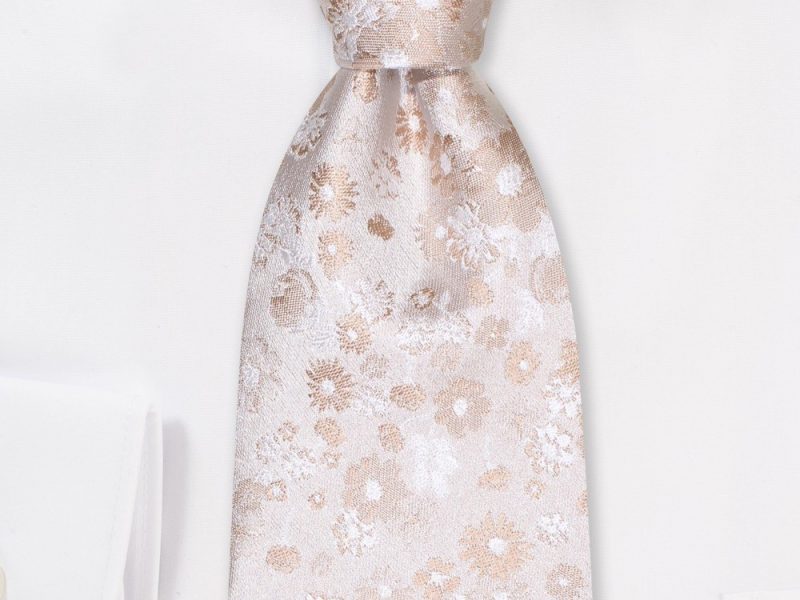 Ivory Champagne Floral Wedding Tie