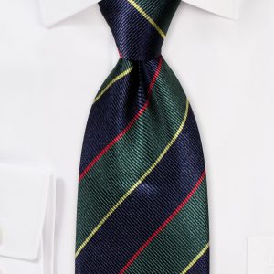 Hunter and Navy Striped Regimental Necktie