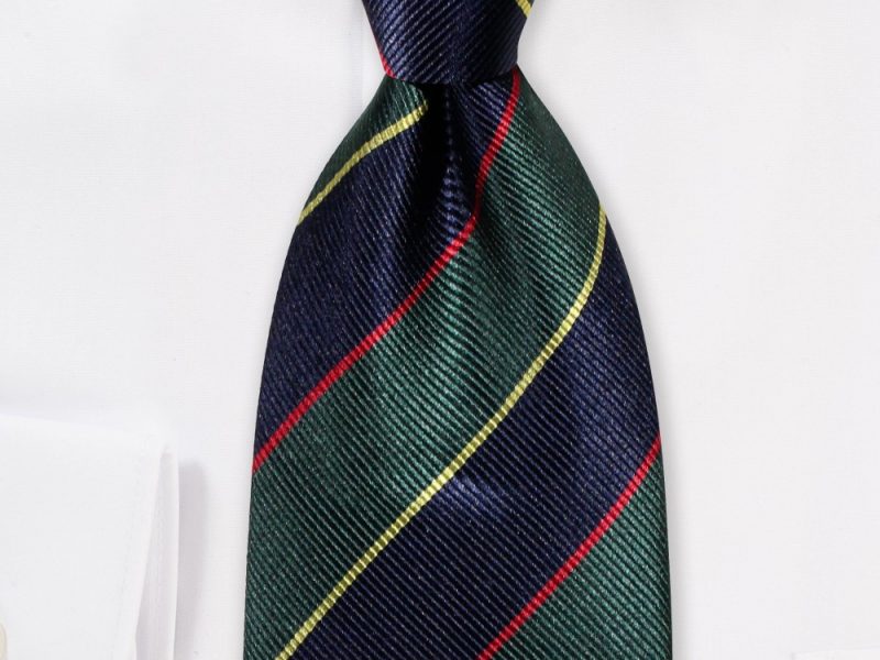 Hunter and Navy Striped Regimental Necktie