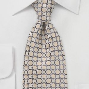 Circle Patterned Tie in Golden Wheats