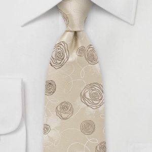 Embroidered Flower Tie in Champagnes