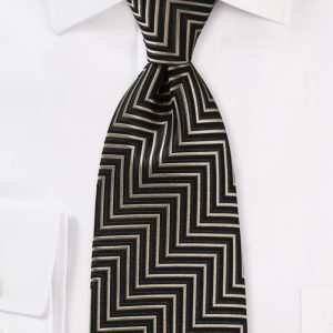 Modern Aztec Striped Tie in Gold and Black