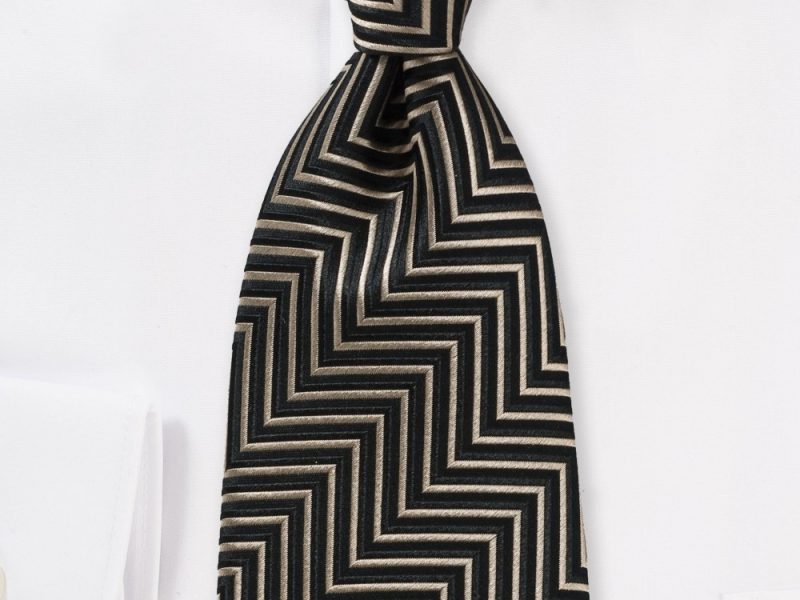 Modern Aztec Striped Tie in Gold and Black