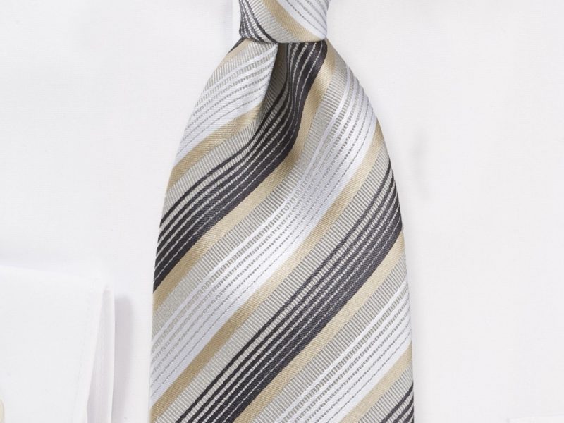 Modern Striped Tie in Whites and Golds