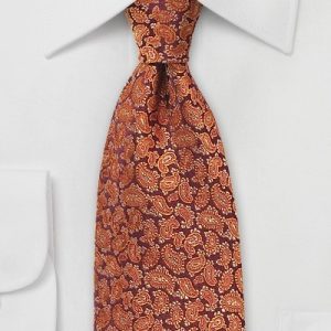 Pumpkin Spice Colored Paisley Silk Tie