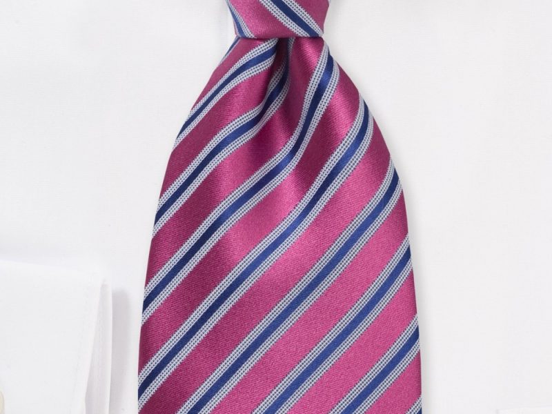 Striped Fuschia and Azure Blue Tie