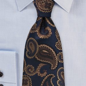 Textured Paisley Tie in Navy