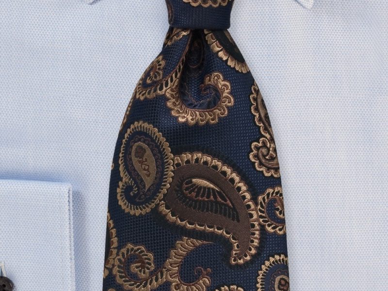 Textured Paisley Tie in Navy