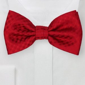 Bold Red Bow Tie with Micro Gingham Check