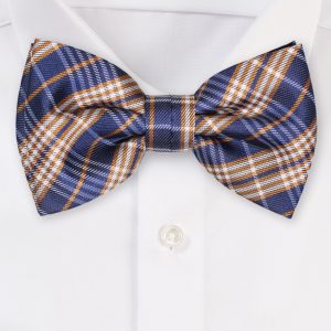 Checkered Bowtie in Navy and Gold