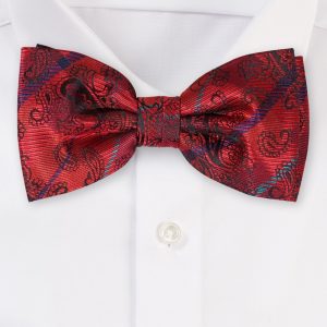 Cherry Red Paisley Check Bowtie