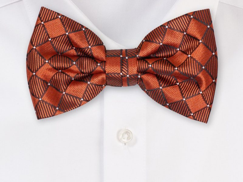 Copper Check Weave Bowtie