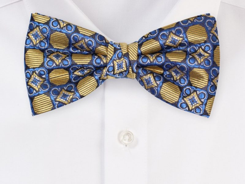 Foulard Bowtie in Blue and Gold