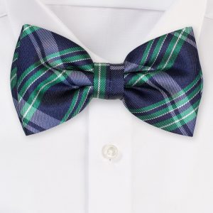 Navy and Green Checkered Bowtie