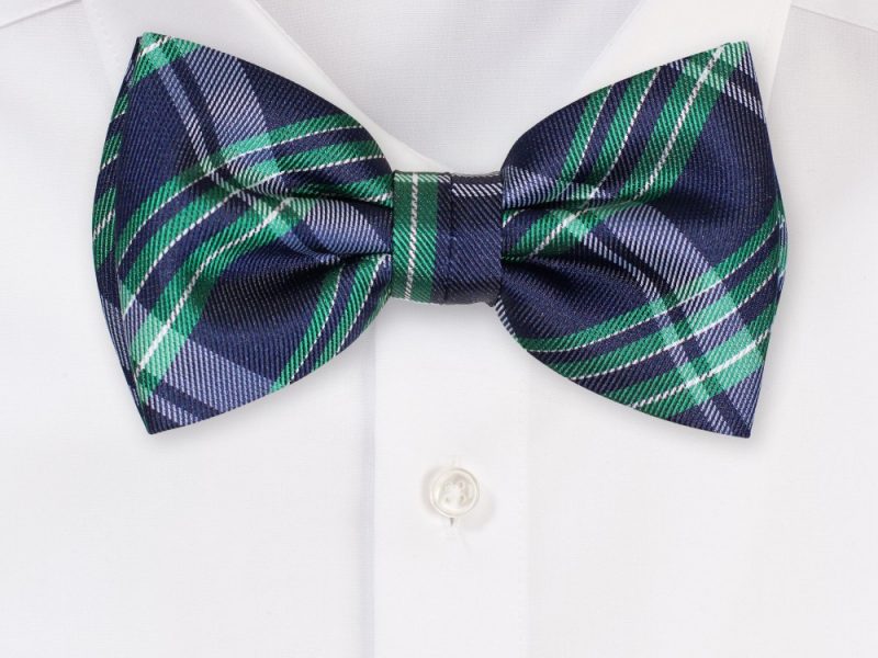 Navy and Green Checkered Bowtie