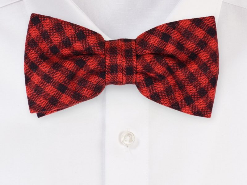 Punk Rock Check Bowtie in Red and Black