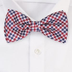 Red and Blue Houndstooth Check Bow Tie