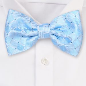 Sky Blue Check Weave Bowtie