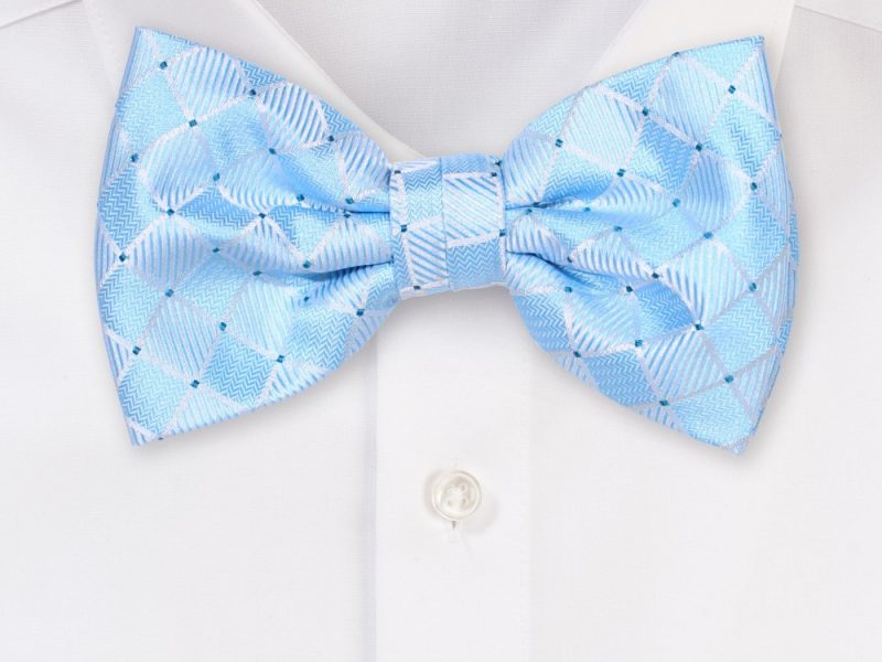 Sky Blue Check Weave Bowtie