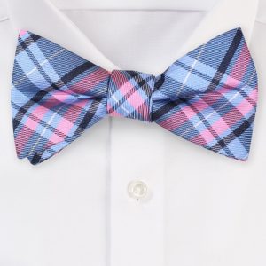 Tartan Check Bow Tie in Blue and Pink